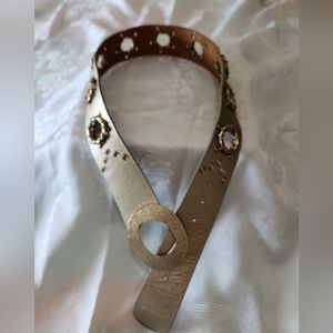 Gold Chico's Belt W/ Gold Hammered Buckle & Grommets